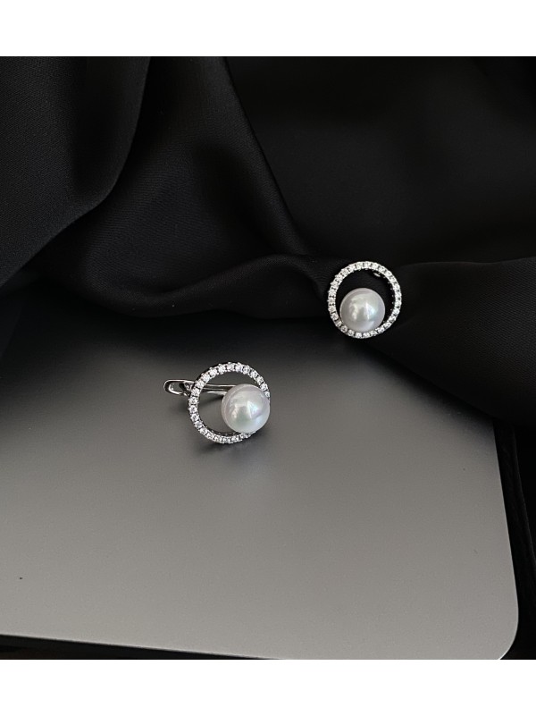 Сережки Перлина англійський замок срібного кольору 33456