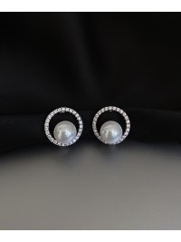 Сережки Перлина англійський замок срібного кольору 33456