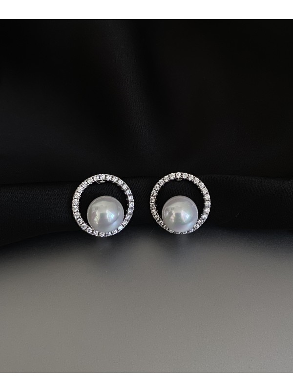 Сережки Перлина англійський замок срібного кольору 33456