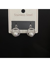 Сережки Перлина англійський замок срібного кольору 33456