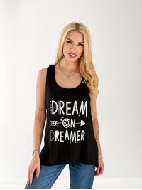 Майка подовжена жіноча з написом чорного кольору 33461