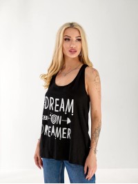 Майка подовжена жіноча з написом чорного кольору 33461