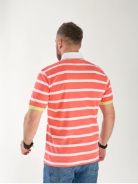 Чоловіча футболка поло в смужку помаранчевого кольору 33462