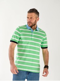 Чоловіча футболка поло в смужку зеленого кольору 33463