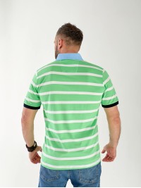 Чоловіча футболка поло в смужку зеленого кольору 33463