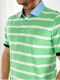 Чоловіча футболка поло в смужку зеленого кольору 33463