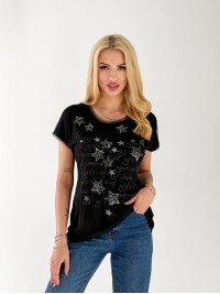 Жіноча базова футболка з малюнком чорного кольору 33464