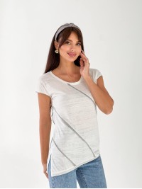 Жіноча базова футболка зі смужкою білого кольору 33465