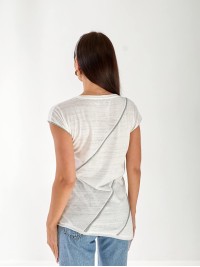 Жіноча базова футболка зі смужкою білого кольору 33465