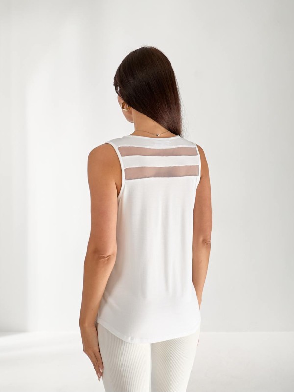 Жіноча футболка з сіткою білого кольору 33467