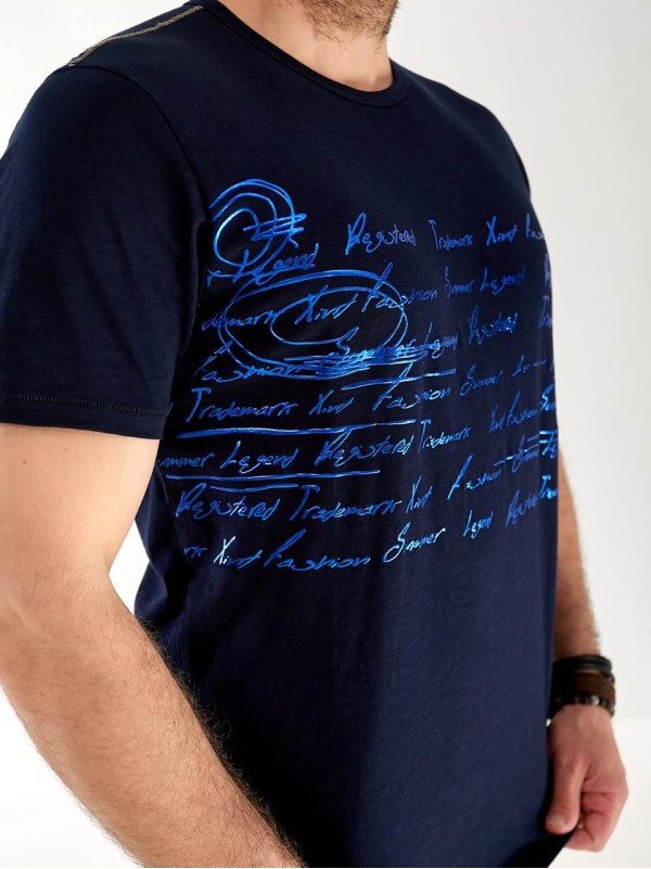 Чоловіча футболка з написом синього кольору 33468