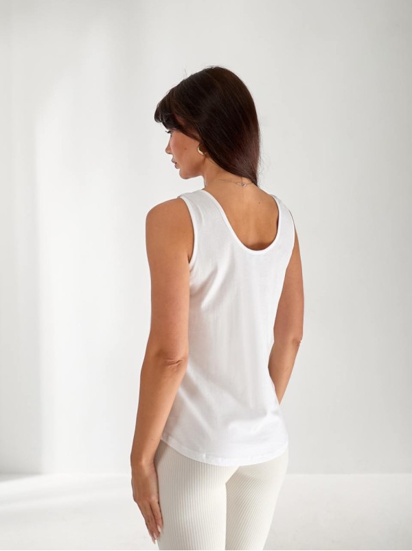 Майка базова жіноча з написом бiлого кольору 33470