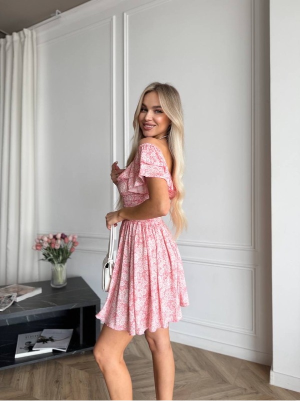 Літня сукня міні рожевого кольору 33474