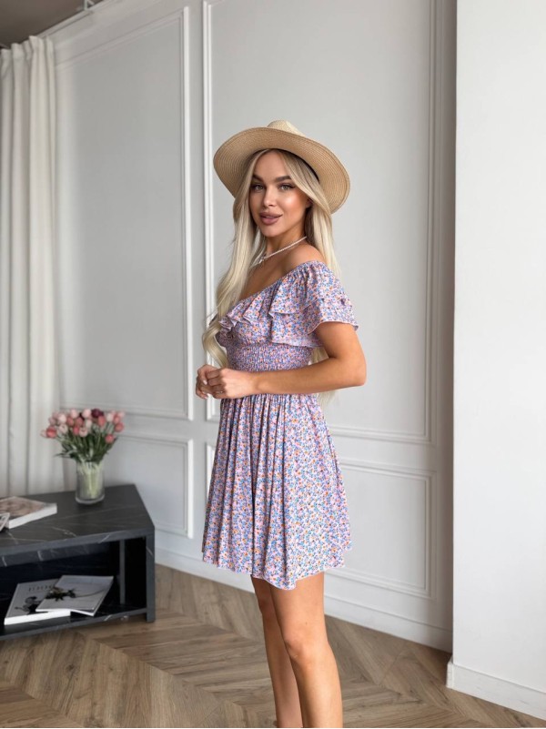 Літня сукня міні бузкового кольору 33476