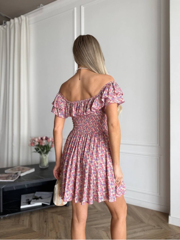 Літня сукня міні пудрового кольору 33477