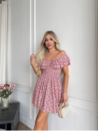 Літня сукня міні пудрового кольору 33477