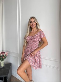 Літня сукня міні пудрового кольору 33477