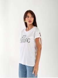 Жіноча футболка з написом бiлого кольору 33486