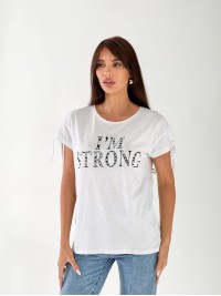 Жіноча футболка з написом бiлого кольору 33486