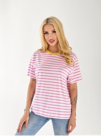 Жіноча базова футболка у смужку білого кольору 33488