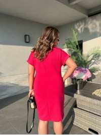 Жіноча літня сукня з малюнком малинового кольору 33490