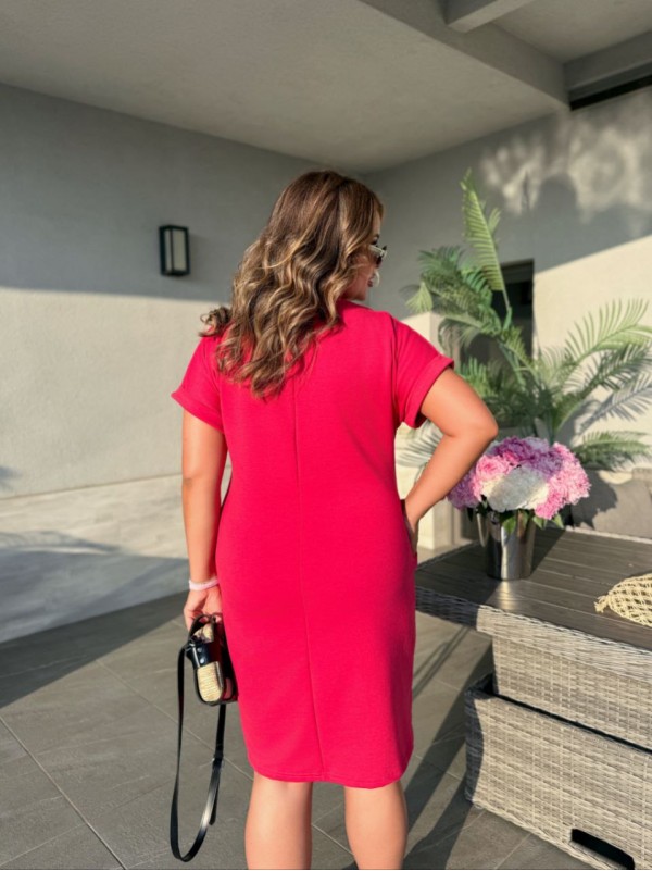 Жіноча літня сукня з малюнком малинового кольору 33490