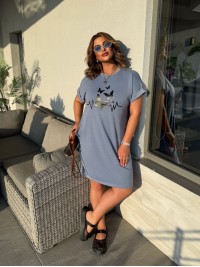 Жіноча літня сукня з малюнком сiрого кольору 33491