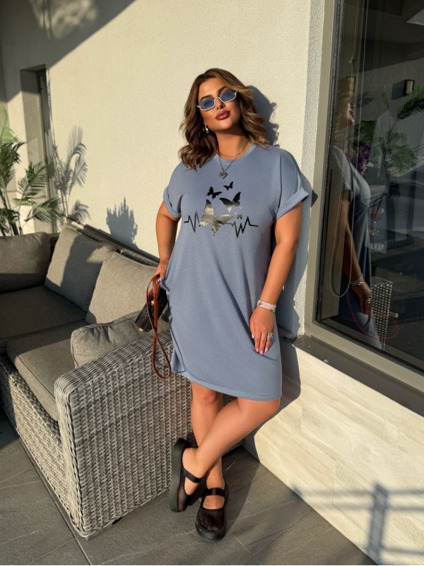 Жіноча літня сукня з малюнком сiрого кольору 33491
