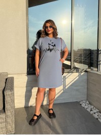 Жіноча літня сукня з малюнком сiрого кольору 33491