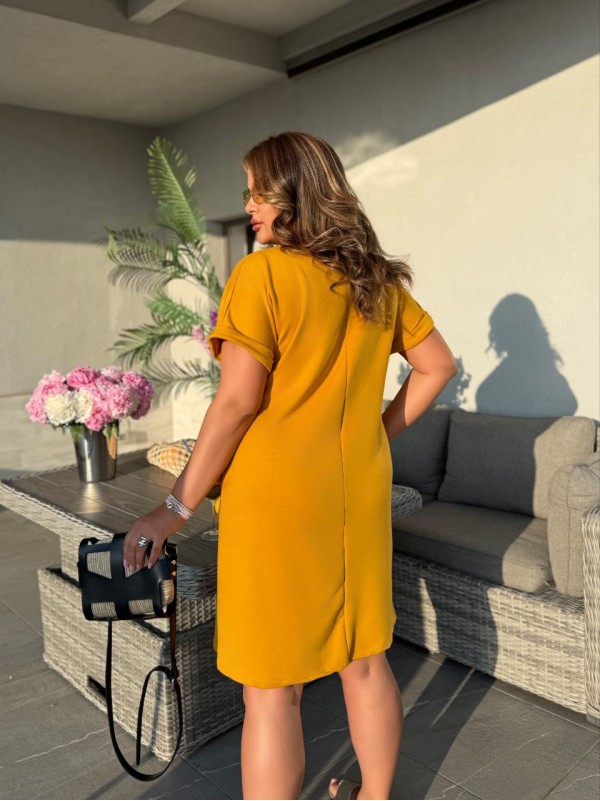 Жіноча літня сукня з малюнком жовтого кольору 33493