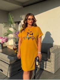 Жіноча літня сукня з малюнком жовтого кольору 33493