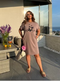 Жіноча літня сукня з малюнком пудрового кольору 33494