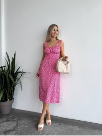 Жіноче літня сукня в квітку малинового кольору 33495