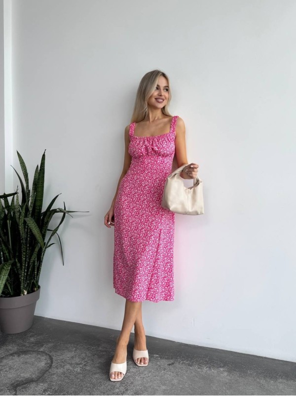 Жіноче літня сукня в квітку малинового кольору 33495
