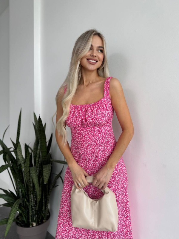 Жіноче літня сукня в квітку малинового кольору 33495