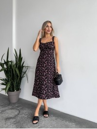 Жіноче літня сукня в квітку чорного кольору 33496