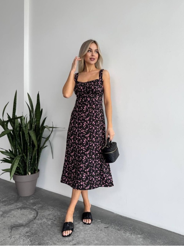 Жіноче літня сукня в квітку чорного кольору 33496