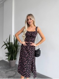 Жіноче літня сукня в квітку чорного кольору 33496