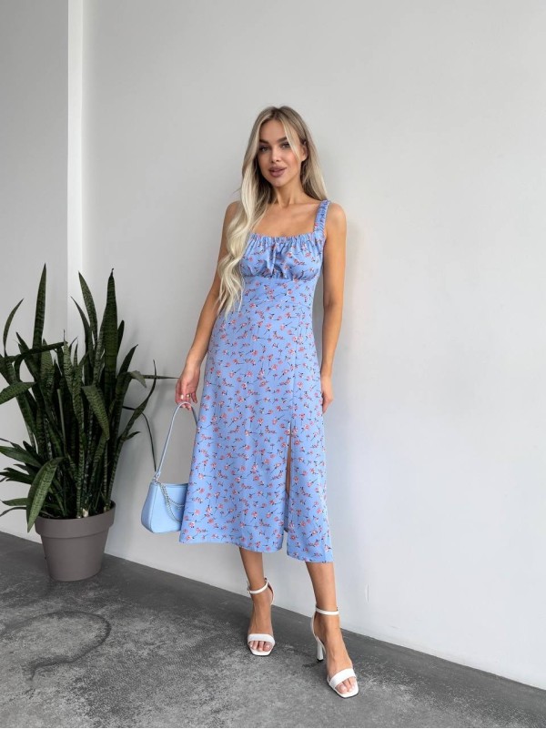 Жіноче літня сукня в квітку блакитного кольору 33497