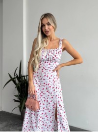 Жіноче літня сукня в квітку молочного кольору 33498