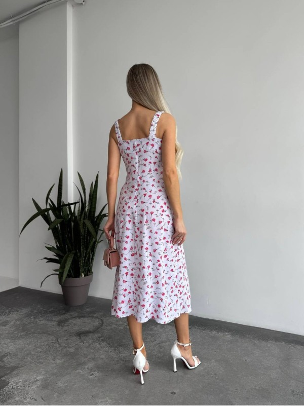 Жіноче літня сукня в квітку молочного кольору 33498