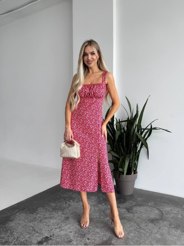 Жіноче літня сукня в квітку червоного кольору 33499