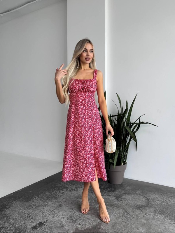 Жіноче літня сукня в квітку червоного кольору 33499