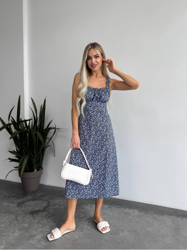 Жіноче літня сукня в квітку синього кольору 33501