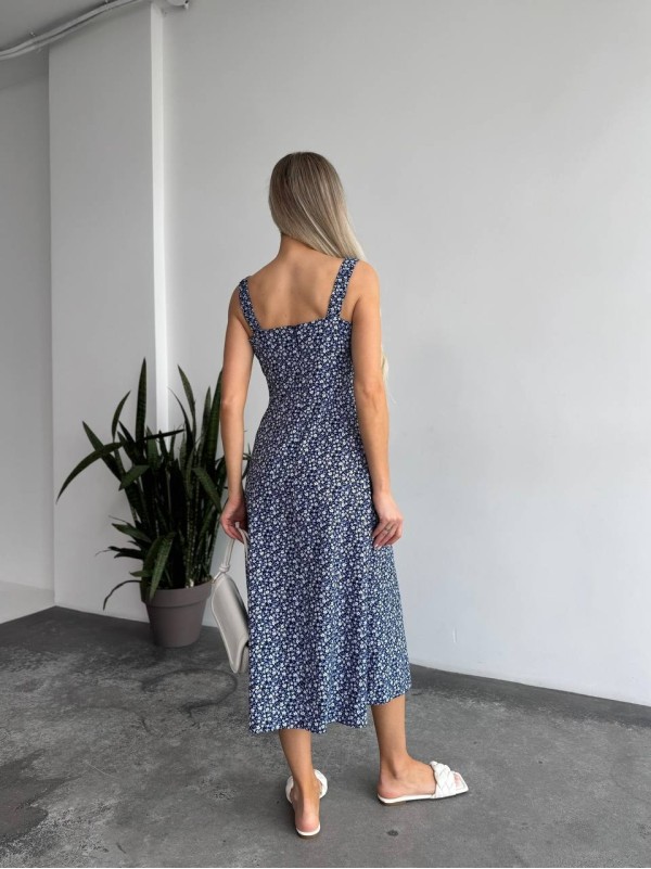 Жіноче літня сукня в квітку синього кольору 33501