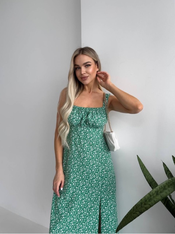 Жіноче літня сукня в квітку зеленого кольору 33502
