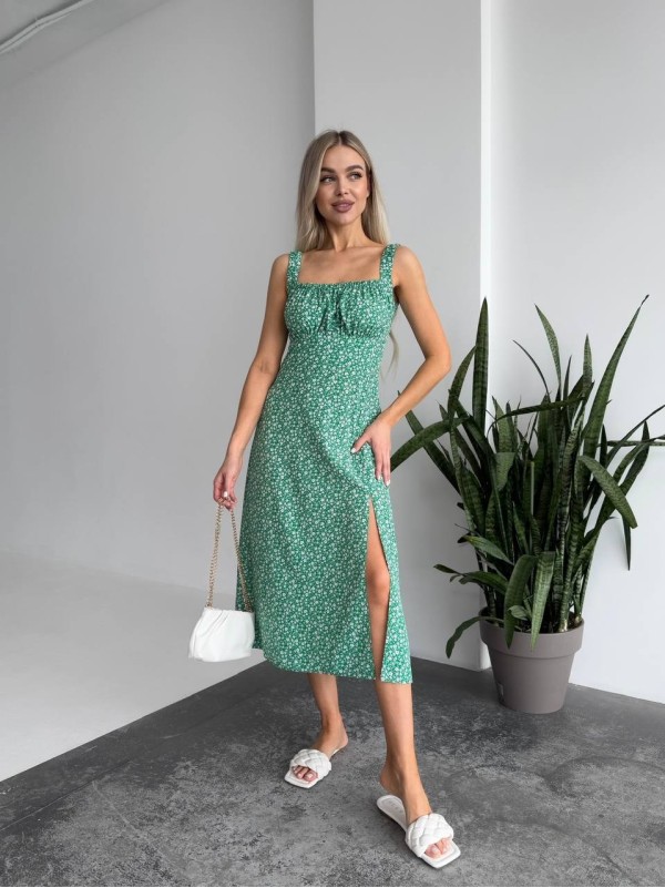 Жіноче літня сукня в квітку зеленого кольору 33502