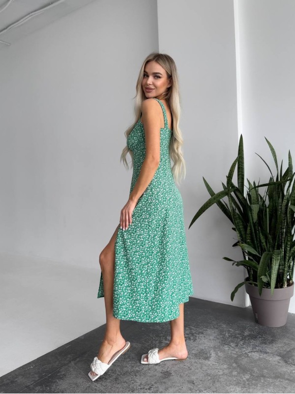 Жіноче літня сукня в квітку зеленого кольору 33502