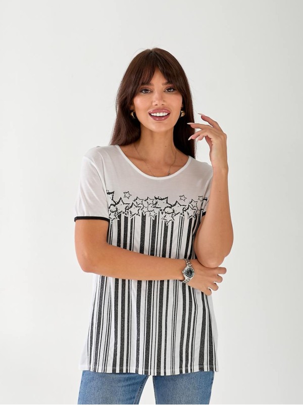 Жіноча футболка з малюнком бiлого кольору 33503