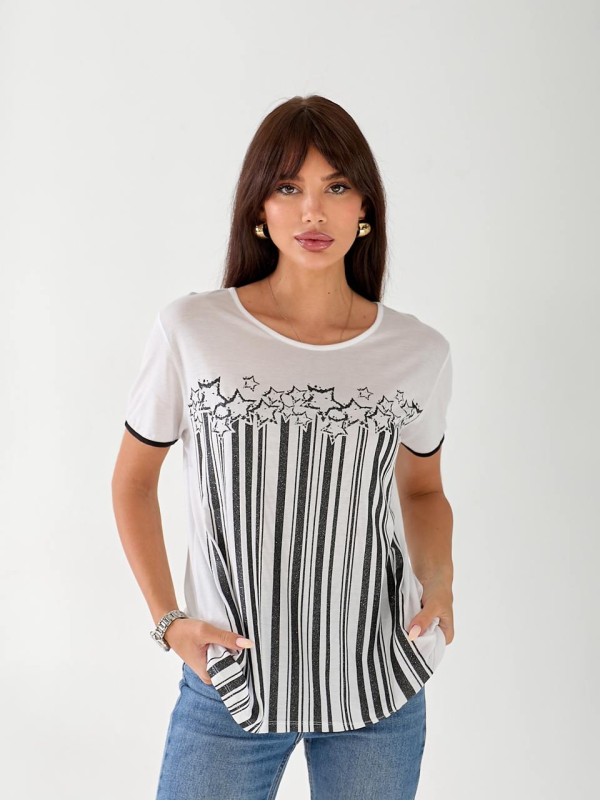 Жіноча футболка з малюнком бiлого кольору 33503